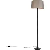 QAZQA Zwarte vloerlamp met linnen kap taupe 45 cm - Simplo