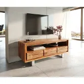 DELIFE TV-meubel Live-Edge 146 cm acacia natuur 3 laden 1 vak