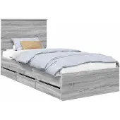 vidaXL Bedframe met lade Grijs Sonoma 75 x 190 cm Ingenieurshout