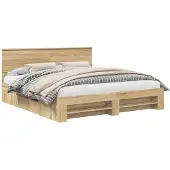 vidaXL Bedframe met hoofdeinde Sonoma Eik 180 x 200 cm Bewerkt hout