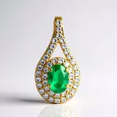 Cavill - Zilveren druppelhanger verguld - 925 Sterling Zilver - Ovale Zambia-smaragd 0,414 ct - 43 Cambodjaanse zirkonia's 0,466 ct - Luxe sieraden
