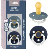 BIBS - Pacifier Colour 2 PACK - Petrol GLOW/Deep Space GLOW - Size 2