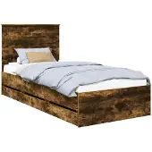 vidaXL Bedframe met lade Rook Eiken 75 x 190 cm Ingenieurshout