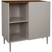 Sweeek Dressoir met 1 deur metaal en houtdecor 80cm Grijs