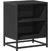 vidaXL Nachtkastje 40x31x50 cm bewerkt hout en metaal zwart