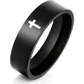 LGT JWLS Zwarte stalen mannen ring LGT Jewels met Kruis-18mm