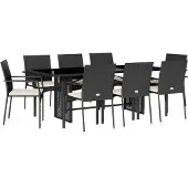 vidaXL 9-delige Tuinset poly rattan zwart