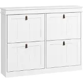 HOMCOM - Opklapbare schoenenkast - MDF - 105x24x82,5cm - Wit