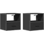 vidaXL Nachtkastjes wandgemonteerd 2 st 40x31x39,5 cm zwart