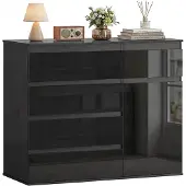 HOMCOM Dressoir-Spaanplaat, MDF-100L x 40B x 80H cm-Zwart