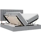 vidaXL LED opbergbed met matras Lichtgrijs 200 x 200 cm Stof