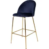 Artichok Aniek barkruk velvet blauw - gouden onderstel - 77 cm