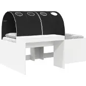 vidaXL Bed met Tunnel 3 st Wit en zwart Bewerkt hout