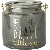 Gusta Glazen Waxinelichthouder Be Brave Little One 10 cm Grijs