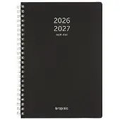 Brepols Bretime Polyprop 16 maanden weekagenda met uurindeling 2026-2027 zwart (1 week per 2 pagina's) 6-talig
