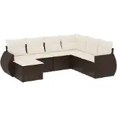 vidaXL 7-delige Loungeset met kussens poly rattan bruin