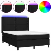 vidaXL Boxspring met matras en LED stof zwart 140x190 cm