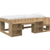 vidaXL Kinderbedframe met opbergruimte Artisanaal eiken 100 x 200 cm