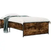 vidaXL Bedframe Gerookt eiken 80 x 200 cm Bewerkt hout