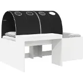 vidaXL Stapelbed met bureau voor kinderen, 3 stuks, wit en zwart