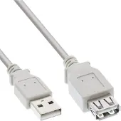 InLine USB naar USB verlengkabel - USB2.0 - tot 2A / beige - 1 meter