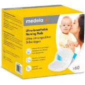 Medela – Ultra‑Ademende Zoogcompressen – Wegwerp – voor Borstvoeding – Huidvriendelijk en Comfortabel – 60 stuks