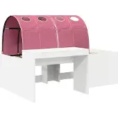 vidaXL Bed met Tunnel 3 st Wit en Roze Bewerkt hout