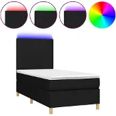 vidaXL Boxspring met matras en LED stof zwart 100x200 cm