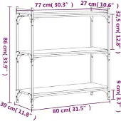 vidaXL Boekenkast 3-laags 80x30x86 cm bewerkt hout zwart
