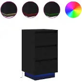 vidaXL Nachtkastje met LED-verlichting 38x34x65 cm zwart