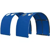 vidaXL Kinderhoogslaper met tunnel 3 st Wit en Blauw Bewerkt hout