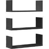 vidaXL Wandschappen 3 st 58x18x18 cm bewerkt hout zwart