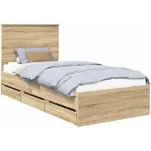 vidaXL Bedframe met lade Sonoma Eik 75 x 190 cm Ingenieurshout