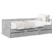 vidaXL Slaapbank met lades zonder matras 75x190 cm betongrijs