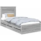 vidaXL Bedframe met lade Grijs Sonoma 100 x 200 cm Ingenieurshout