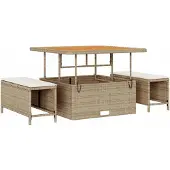 vidaXL Tuinbank Set 11 st 10-Aantal zitplaatsen Beige en Crème