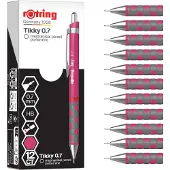 Rotring Tikky vulpotlood | HB, 0,7 mm | Magenta-huls (roze) | Lichtgewicht met rubberen grip | 12 stuks