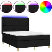 vidaXL Boxspring met matras en LED stof zwart 140x190 cm