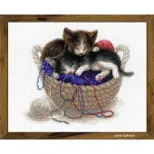 Riolis Kittens in a Basket Aida Borduurpakket
