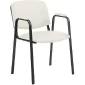 CLP Ken Pro - Stapelstoel - armleuningen - zwart - 150 kg - Kunstleer/creme