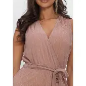 Freebird Dames Jumpsuits F-jer-plisse-lurex-26-2 - Zand - Maat XS