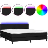vidaXL Boxspringbed met matras en LED-verlichting, zwart, 180x200 cm, gestoffeerd