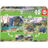 Educa - puzzel - 2 x 100 stuks - dino's