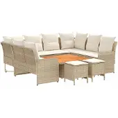 vidaXL Meubelsets 8 st Beige en Crème PE Riet