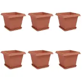 vidaXL Plantenpotten 6 pcs Baksteenrood 33 x 33 x 26 cm Kunststof