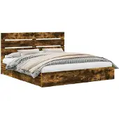 vidaXL Opbergbed met lade Rook Eiken 180 x 200 cm Bewerkt hout
