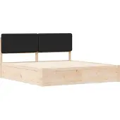 vidaXL Bedframe met Gevoerde Hoofdbord Zwart 200 x 200 cm