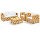 vidaXL 5-delige Loungeset met kussens massief teakhout