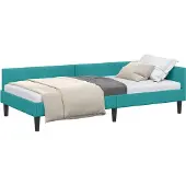 vidaXL Hoek Bed Frame met hoofdeinde Turquoise 100 cm x 200 cm Fluweel