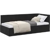 vidaXL Hoek Bed Frame met hoofdeinde Zwart 90 cm x 190 cm Fluweel